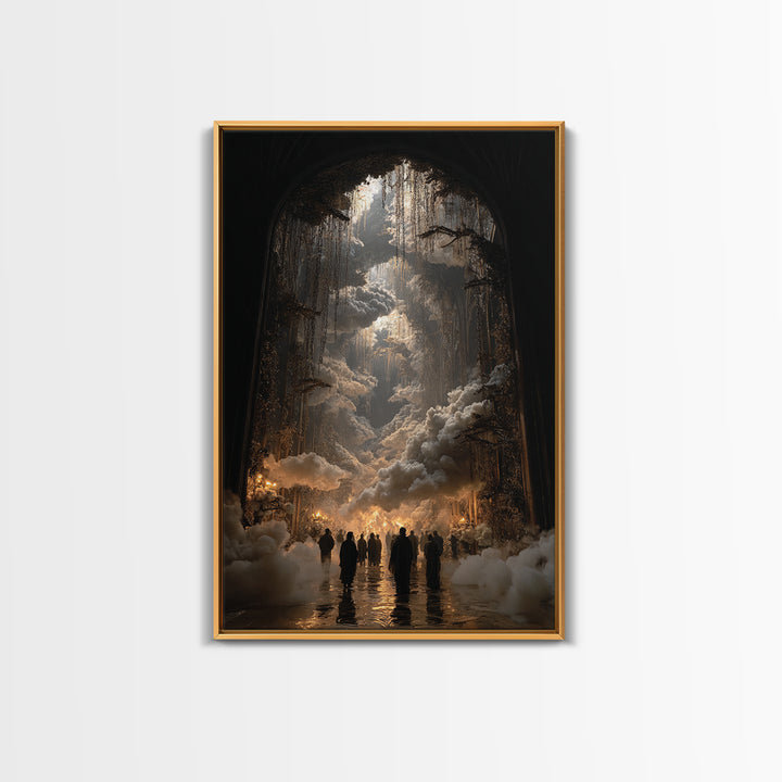 The Upside-Down Cemetery, Vertical Wall Art, Haunted Gothic Art, Framed Canvas Print, Halloween Wall Decor, Gothic Home Decor