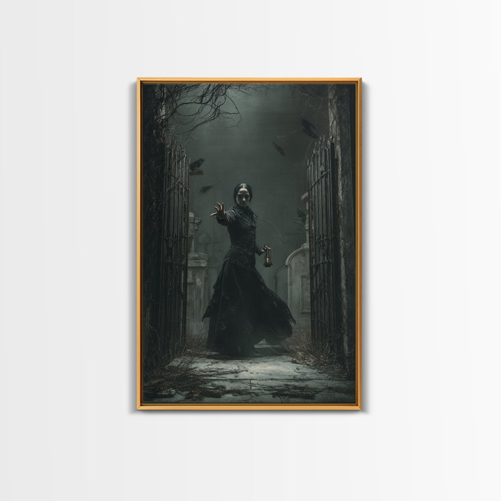 The Infinite Hallway, Vertical Wall Art, Gothic Horror Wall Art, Framed Canvas Print, Halloween Wall Decor, Gothic Home Decor