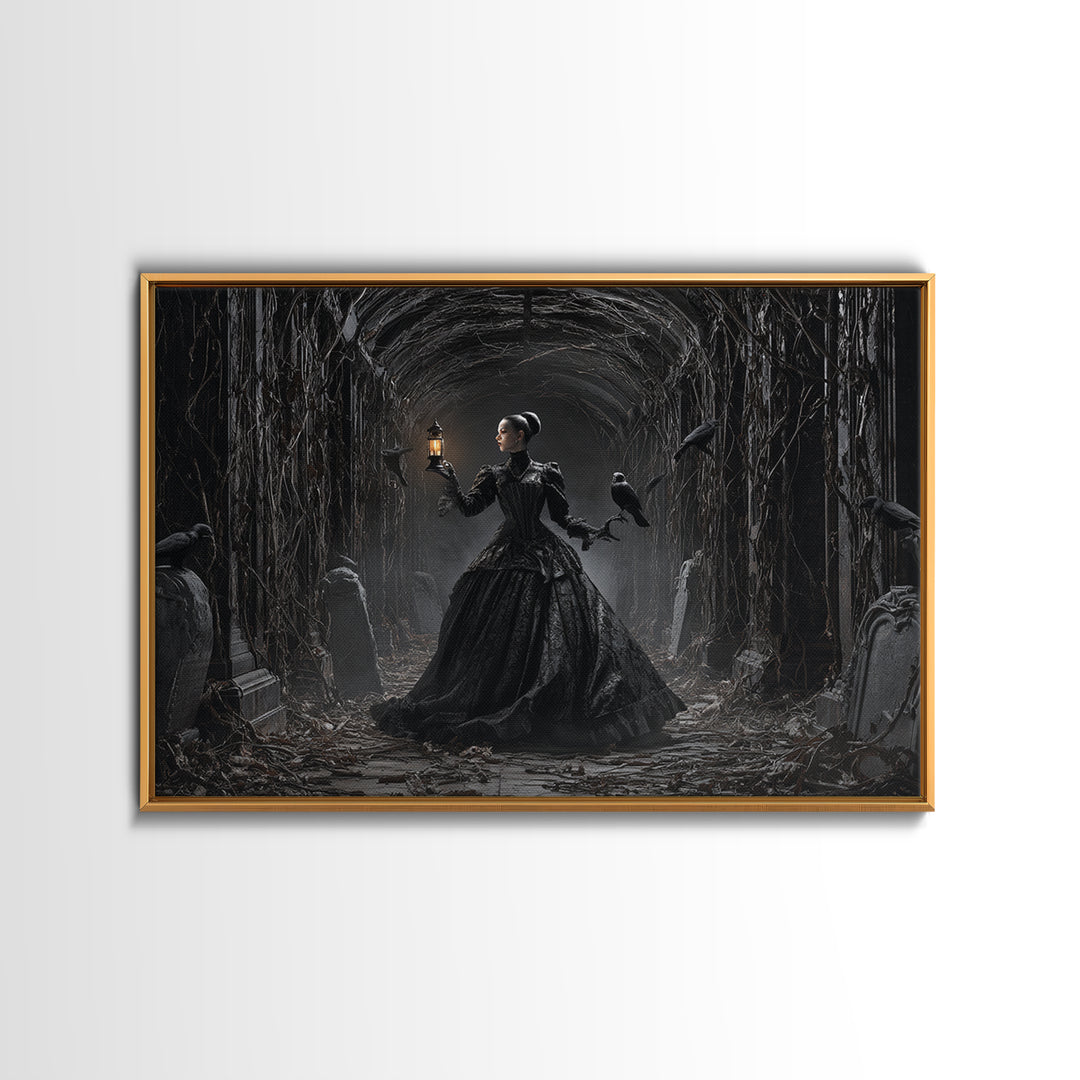The Infinite Hallway, Landscape Wall Art, Gothic Horror Wall Art, Framed Canvas Print, Halloween Wall Decor, Gothic Home Decor