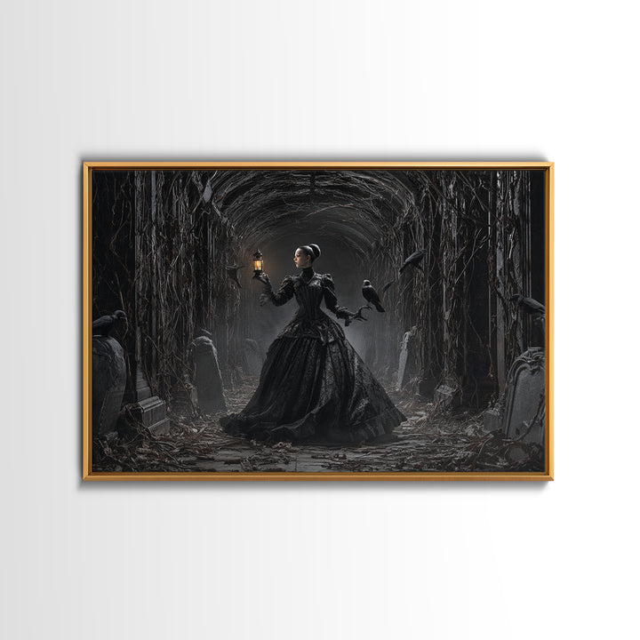 The Infinite Hallway, Landscape Wall Art, Gothic Horror Wall Art, Framed Canvas Print, Halloween Wall Decor, Gothic Home Decor