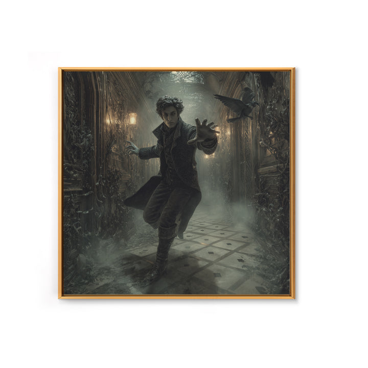The Infinite Hallway, Square Wall Art, Haunted Gothic Art, Framed Canvas Print, Halloween Wall Decor, Gothic Home Decor, Spooky Wall Decor
