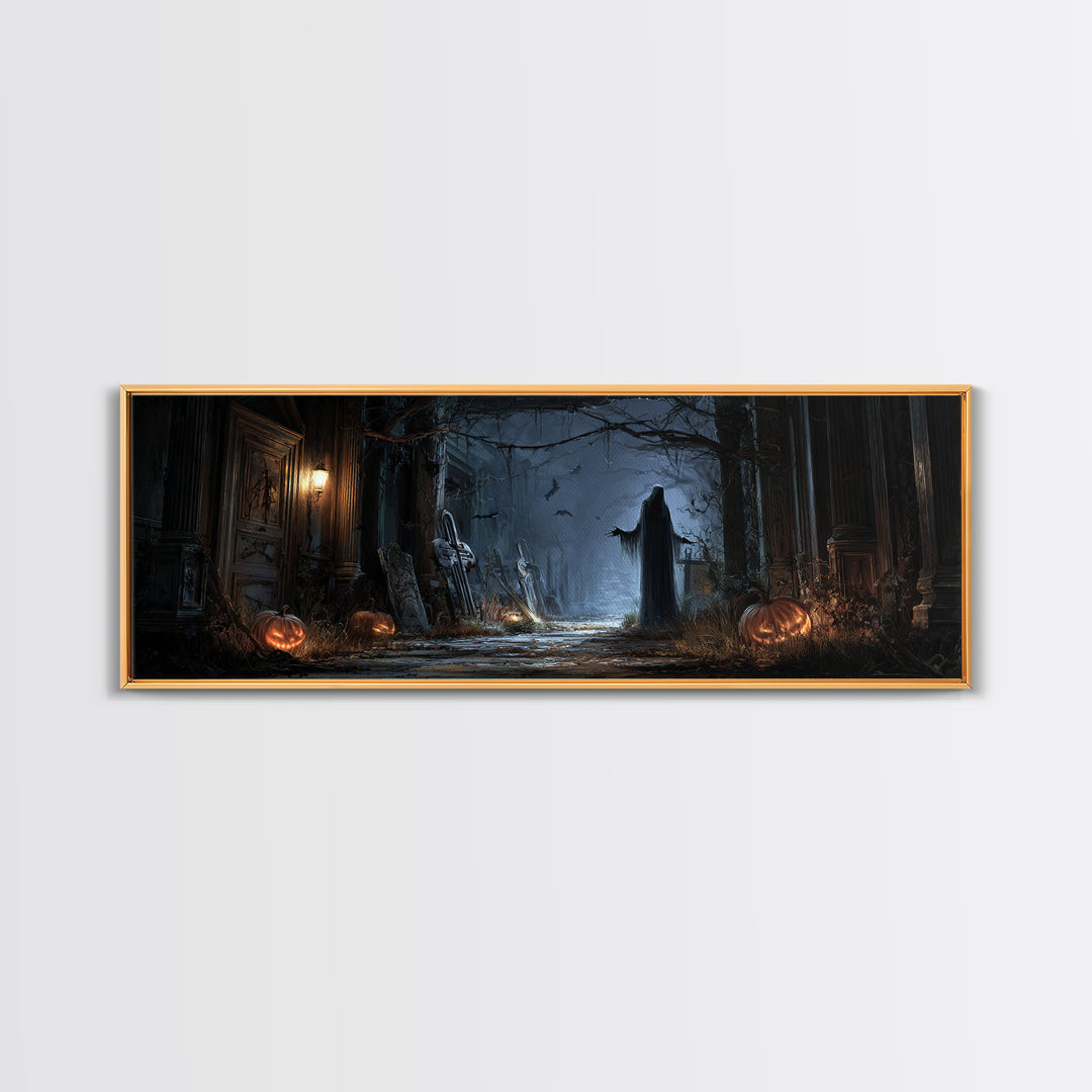 The Infinite Hallway, Extra Wide Wall Art, Dark Halloween Decor, Canvas Print, Halloween Wall Decor, Gothic Home Decor