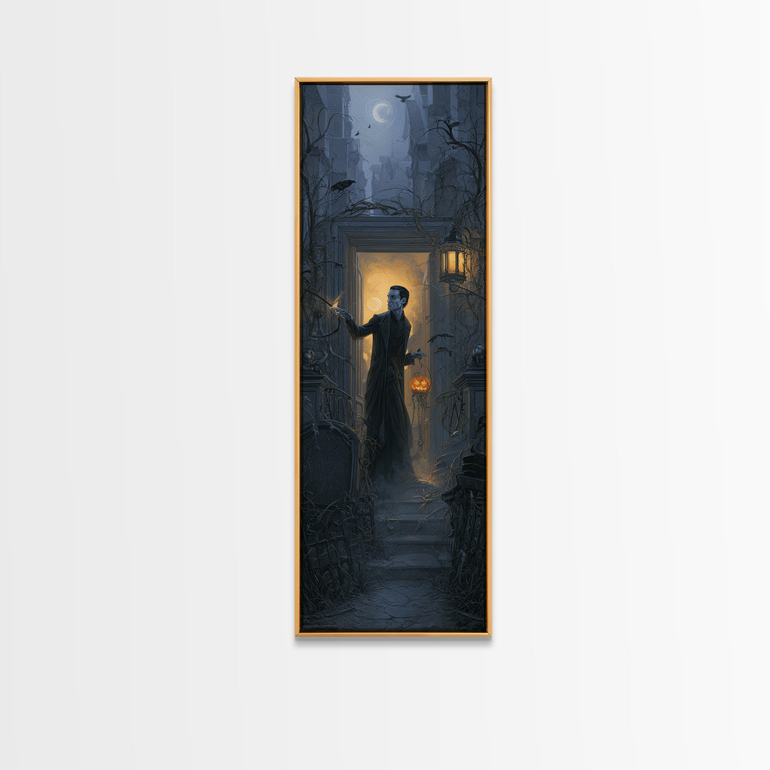 The Infinite Hallway, Tall Narrow Wall Art, Gothic Horror Wall Art, Framed Canvas Print, Halloween Wall Decor, Gothic Home Decor