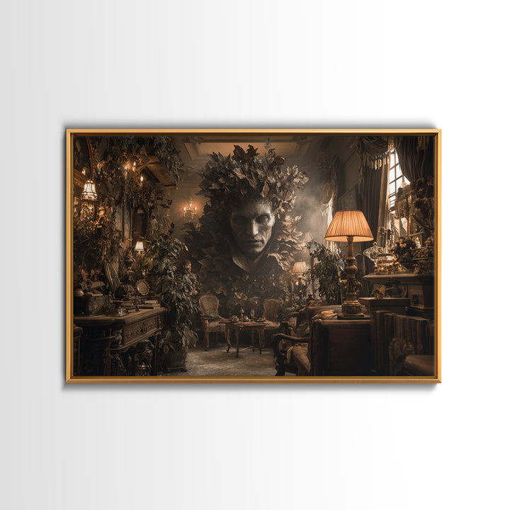 The Autumn-Leaf Ghost, Landscape Wall Art, Macabre Wall Art, Framed Canvas Print, Halloween Wall Decor, Gothic Home Decor