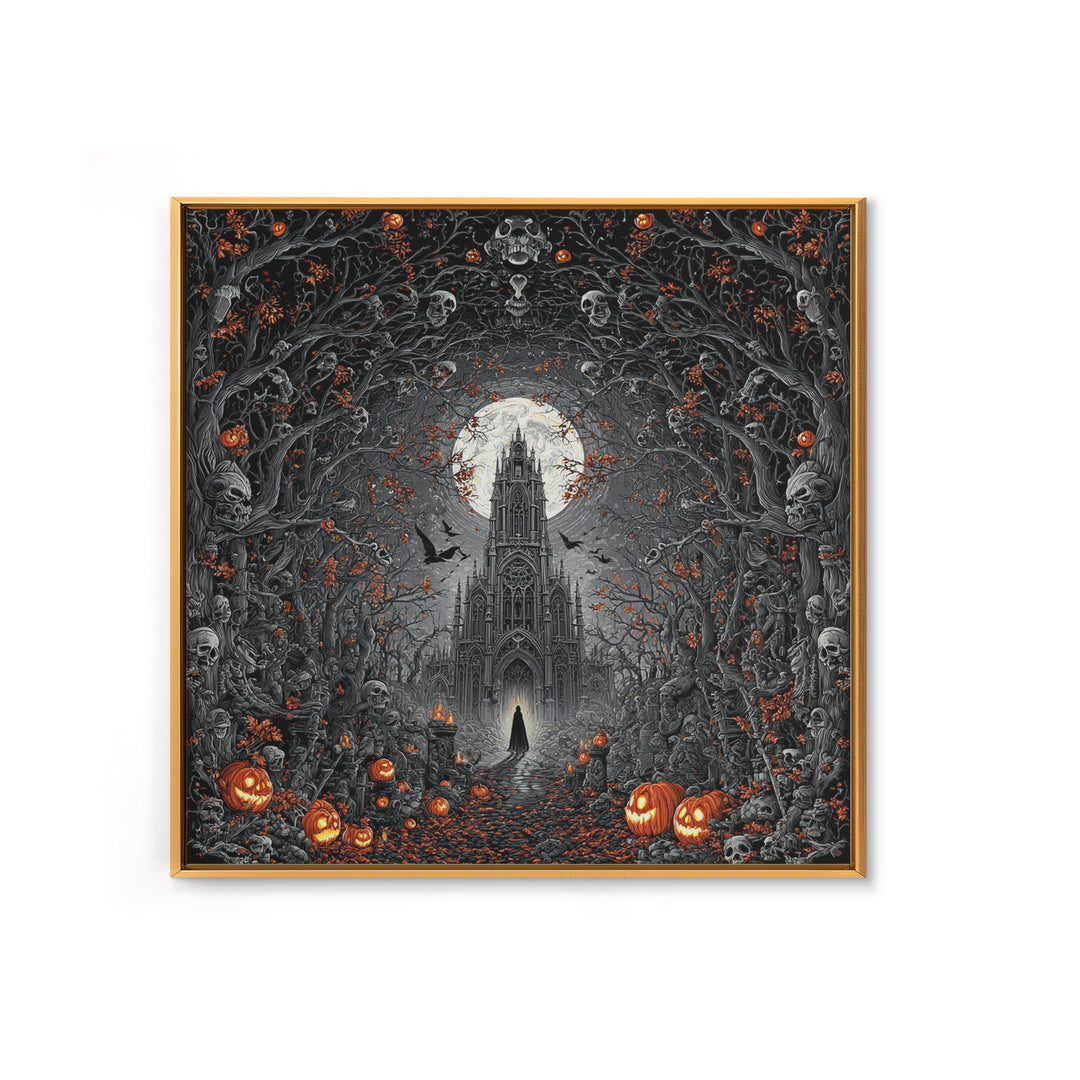 The Cathedral Of Bones, Square Wall Art, Dark Fantasy Wall Art, Canvas Print, Halloween Wall Decor, Gothic Home Decor, Dark Fantasy Art