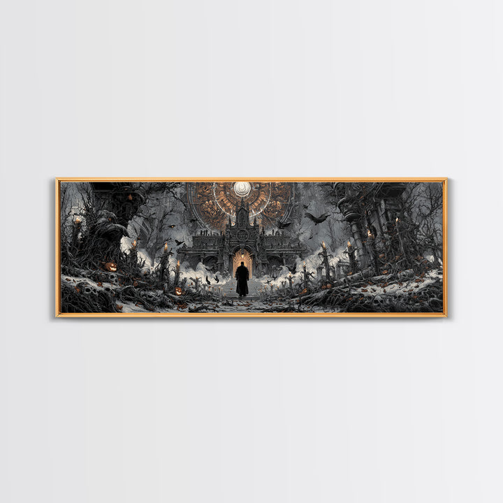 The Cathedral Of Bones, Extra Wide Wall Art, Dark Halloween Decor, Canvas Print, Halloween Wall Decor, Gothic Home Decor, Spooky Wall Decor