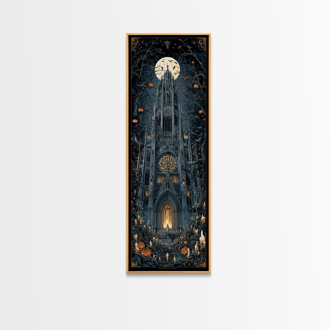 The Cathedral Of Bones, Tall Narrow Wall Art, Dark Halloween Decor, Canvas Print, Halloween Wall Decor, Gothic Home Decor, Spooky Wall Decor