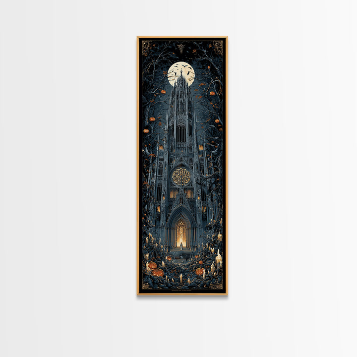 The Cathedral Of Bones, Tall Narrow Wall Art, Dark Halloween Decor, Canvas Print, Halloween Wall Decor, Gothic Home Decor, Spooky Wall Decor