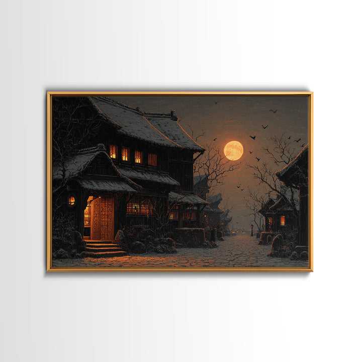 The Town Where Shadows Live, Landscape Wall Art, Dark Halloween Decor, Canvas Print, Halloween Wall Decor, Gothic Home Decor