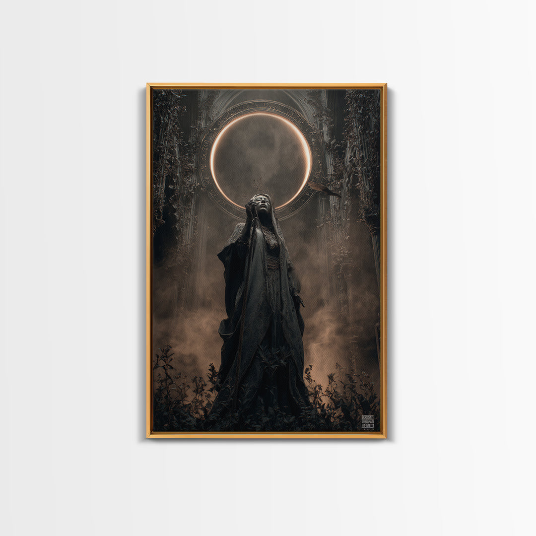 The Eclipse Summoning, Vertical Wall Art, Dark Halloween Decor, Canvas Print, Halloween Wall Decor, Gothic Home Decor, Seasonal Home Decor