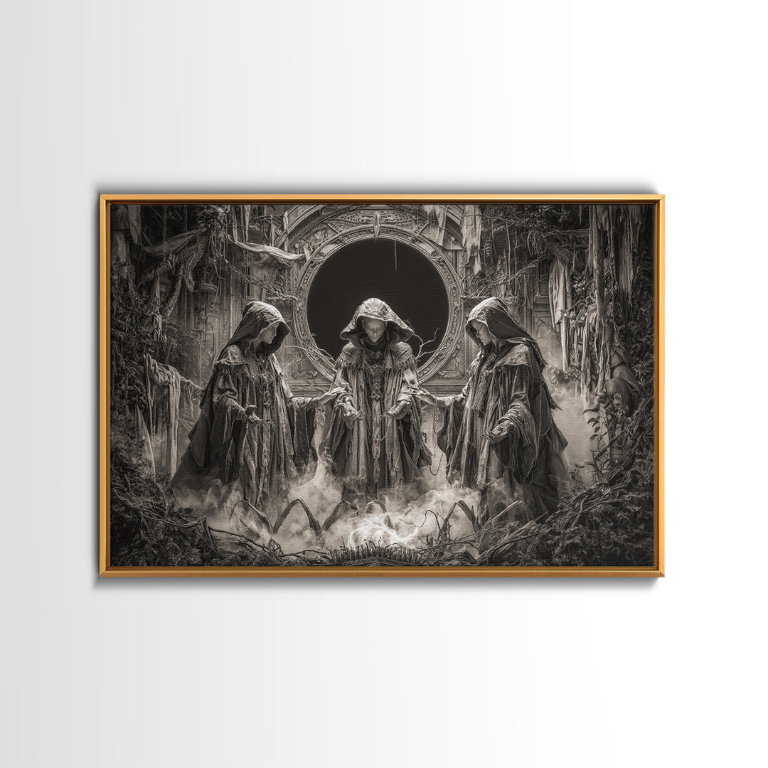 The Eclipse Summoning, Landscape Wall Art, Macabre Wall Art, Framed Canvas Print, Halloween Wall Decor, Gothic Home Decor