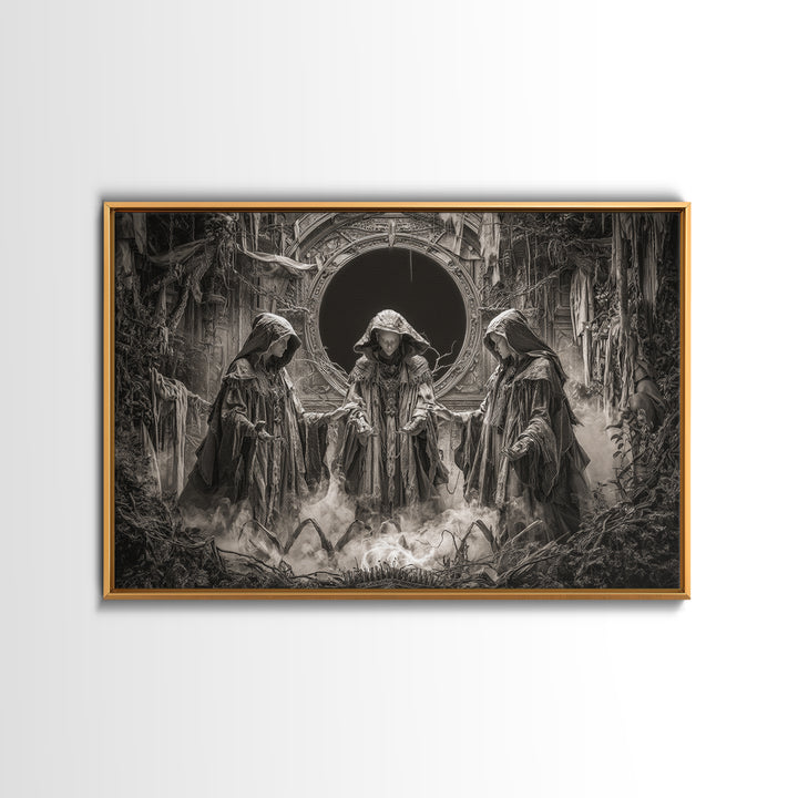 The Eclipse Summoning, Landscape Wall Art, Macabre Wall Art, Framed Canvas Print, Halloween Wall Decor, Gothic Home Decor