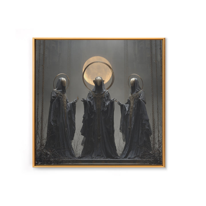 The Eclipse Summoning, Square Wall Art, Haunted Gothic Art, Framed Canvas Print, Halloween Wall Decor, Gothic Home Decor, Spooky Wall Decor
