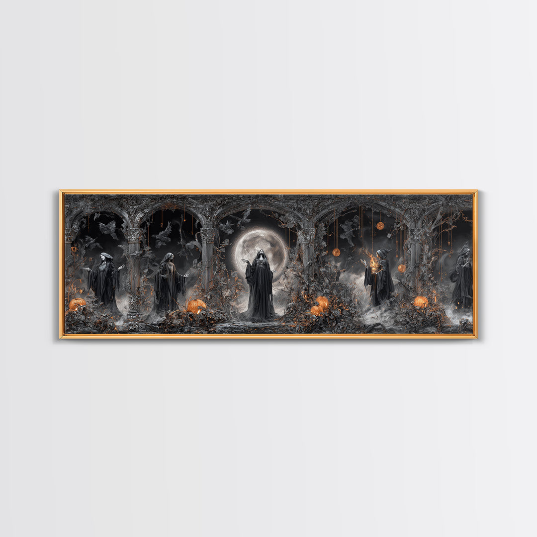 The Eclipse Summoning, Extra Wide Wall Art, Haunted Gothic Art, Framed Canvas Print, Halloween Wall Decor, Gothic Home Decor