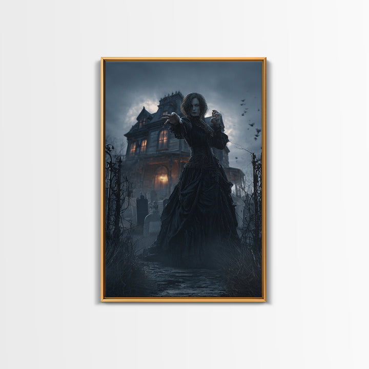 The Last House At The World'S Edge, Vertical Wall Art, Macabre Wall Art, Framed Canvas Print, Halloween Wall Decor, Gothic Home Decor