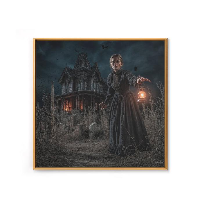 The Last House At The World'S Edge, Square Wall Art, Spooky Home Decor, Canvas Print, Halloween Wall Decor, Gothic Home Decor