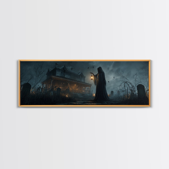 The Last House At The World'S Edge, Extra Wide Wall Art, Dark Fantasy Wall Art, Canvas Print, Halloween Wall Decor, Gothic Home Decor