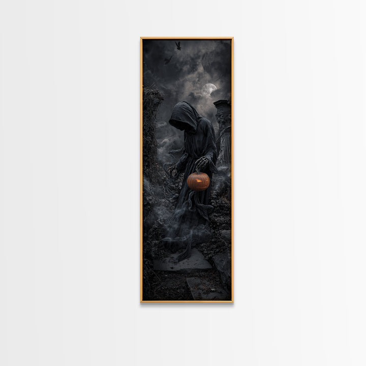 Halloween On Another Planet, Tall Narrow Wall Art, Gothic Horror Wall Art, Framed Canvas Print, Halloween Wall Decor, Gothic Home Decor