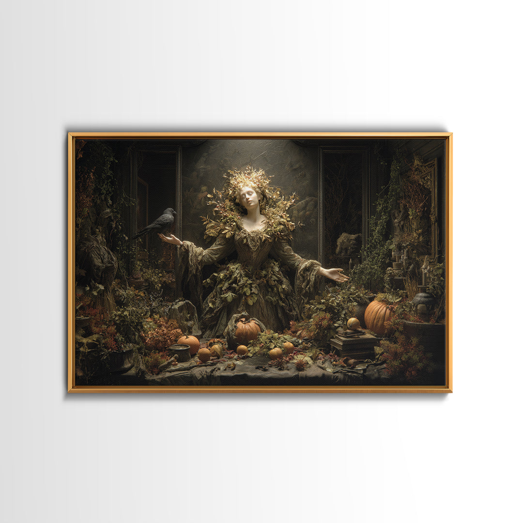 The Personification Of October, Landscape Wall Art, Haunted Gothic Art, Framed Canvas Print, Halloween Wall Decor, Gothic Home Decor