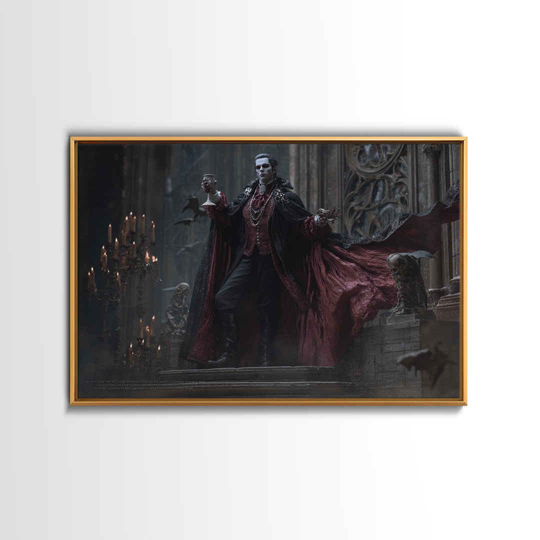 The Crimson Count Of Hollow Keep, Landscape Wall Art, Dark Halloween Decor, Canvas Print, Halloween Wall Decor, Gothic Home Decor