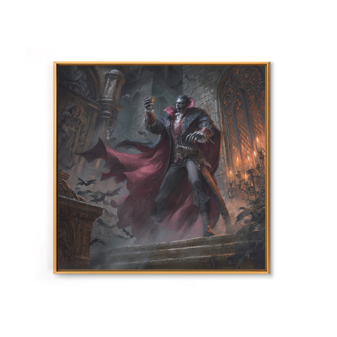 The Crimson Count Of Hollow Keep, Square Wall Art, Macabre Wall Art, Framed Canvas Print, Halloween Wall Decor, Gothic Home Decor