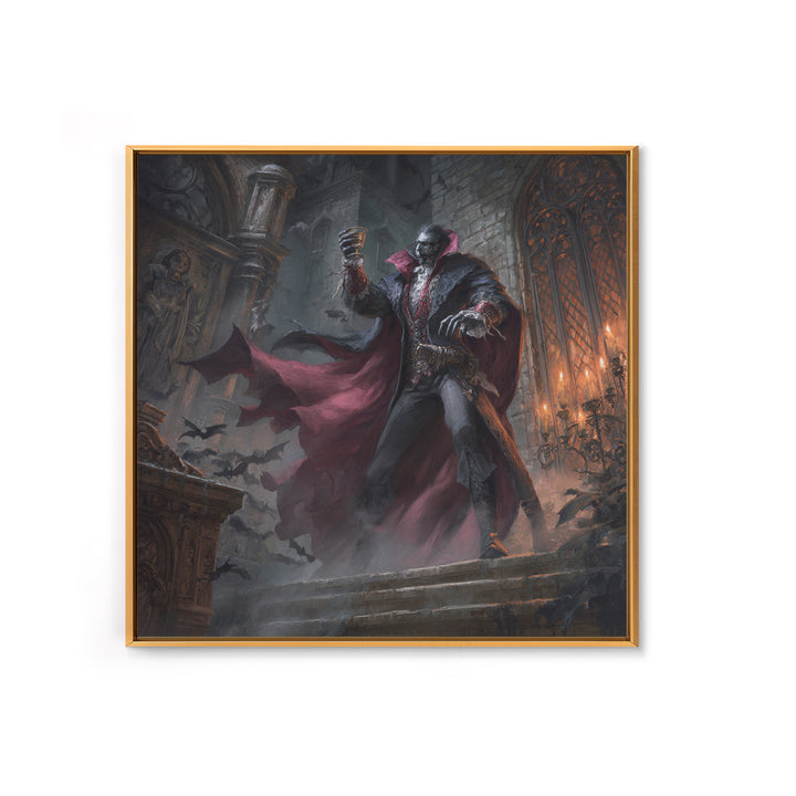 The Crimson Count Of Hollow Keep, Square Wall Art, Macabre Wall Art, Framed Canvas Print, Halloween Wall Decor, Gothic Home Decor