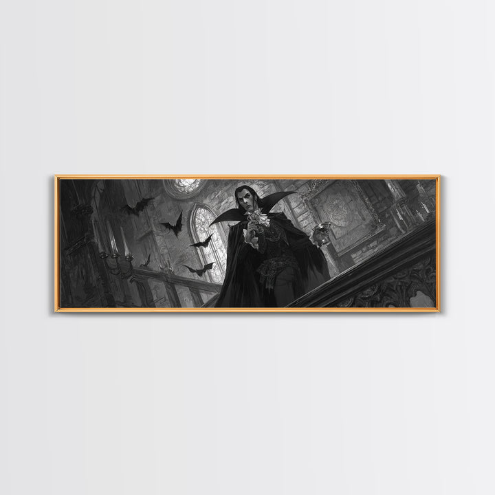 The Crimson Count Of Hollow Keep, Extra Wide Wall Art, Spooky Home Decor, Canvas Print, Halloween Wall Decor, Gothic Home Decor