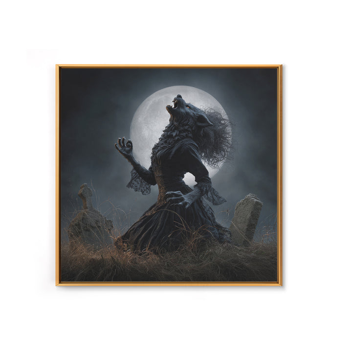 The Widow Wolf Of Briar Moon, Square Wall Art, Gothic Horror Wall Art, Framed Canvas Print, Halloween Wall Decor, Gothic Home Decor