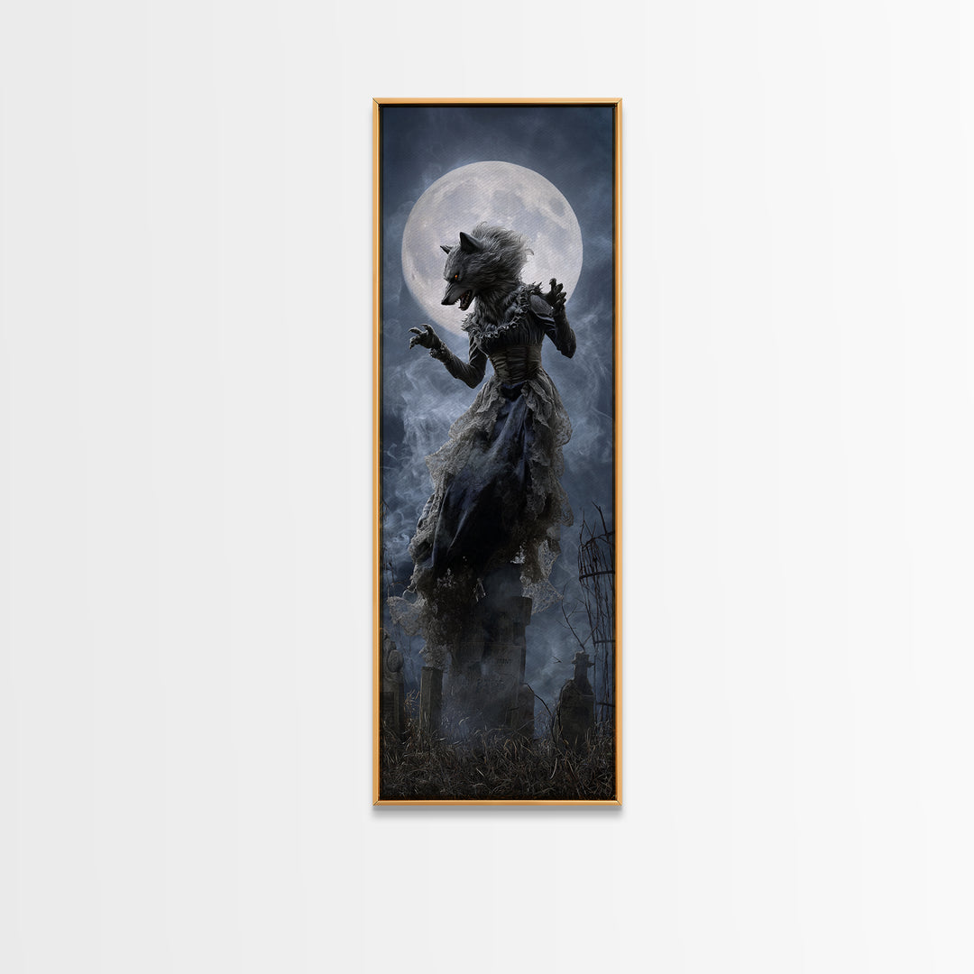 The Widow Wolf Of Briar Moon, Tall Narrow Wall Art, Dark Fantasy Wall Art, Canvas Print, Halloween Wall Decor, Gothic Home Decor