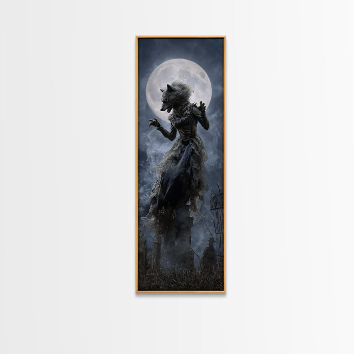 The Widow Wolf Of Briar Moon, Tall Narrow Wall Art, Dark Fantasy Wall Art, Canvas Print, Halloween Wall Decor, Gothic Home Decor