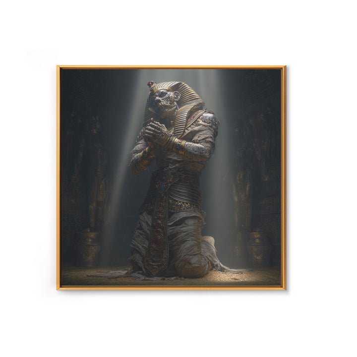 The Pharaoh Of Dustbound Silence, Square Wall Art, Gothic Horror Wall Art, Framed Canvas Print, Halloween Wall Decor, Gothic Home Decor