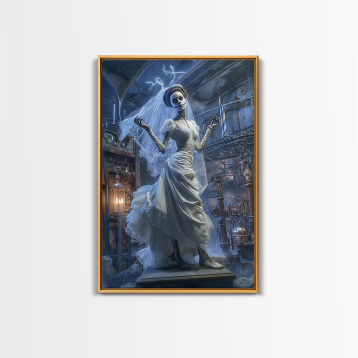 The Stitched Bride Of Thunder Hall, Vertical Wall Art, Spooky Home Decor, Canvas Print, Halloween Wall Decor, Gothic Home Decor