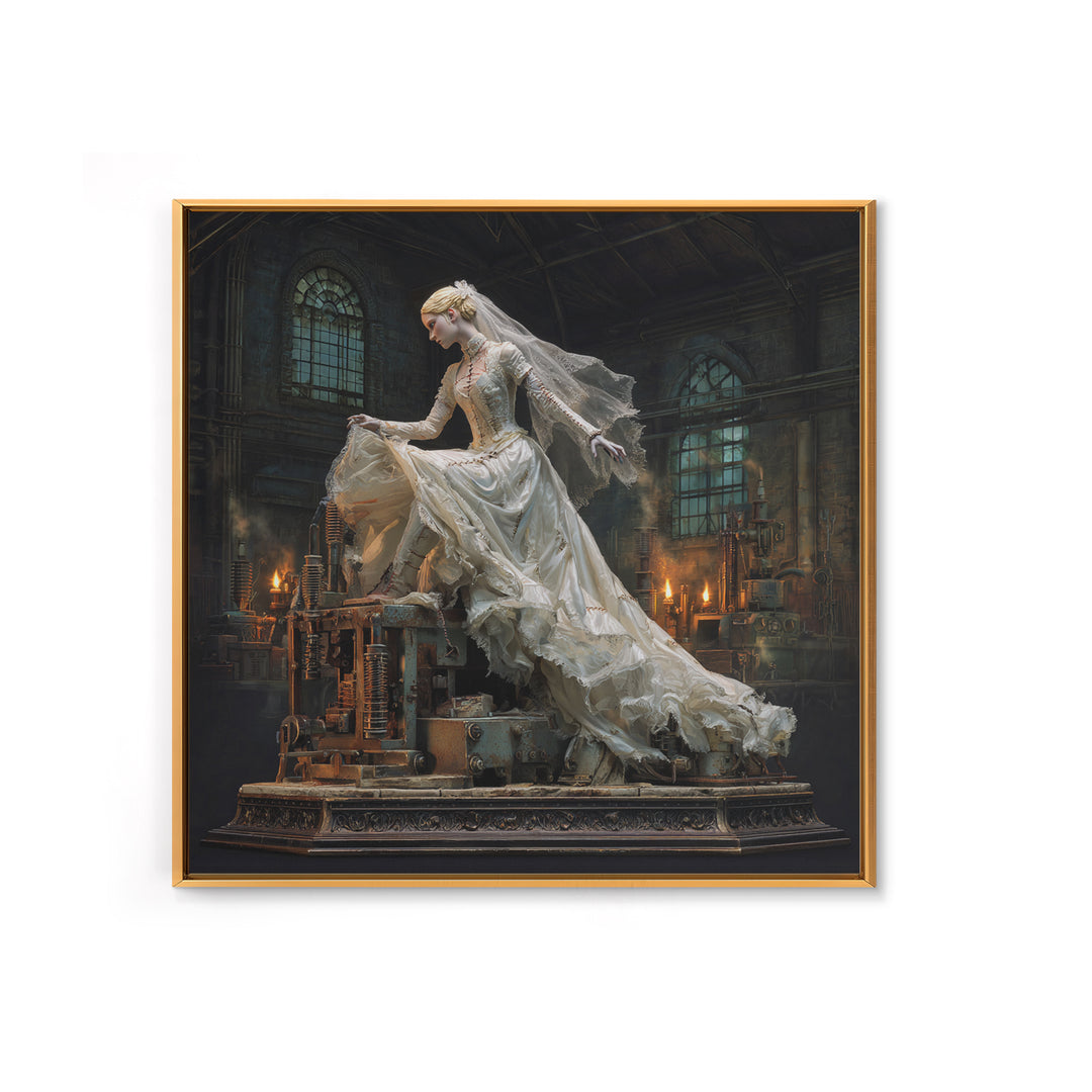 The Stitched Bride Of Thunder Hall, Square Wall Art, Macabre Wall Art, Framed Canvas Print, Halloween Wall Decor, Gothic Home Decor