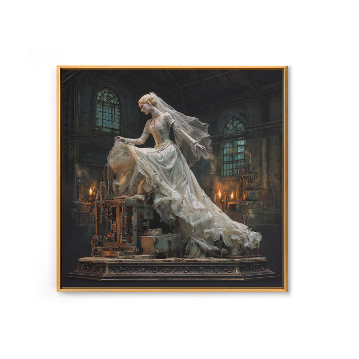 The Stitched Bride Of Thunder Hall, Square Wall Art, Macabre Wall Art, Framed Canvas Print, Halloween Wall Decor, Gothic Home Decor