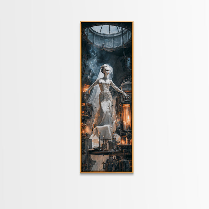 The Stitched Bride Of Thunder Hall, Tall Narrow Wall Art, Spooky Home Decor, Canvas Print, Halloween Wall Decor, Gothic Home Decor