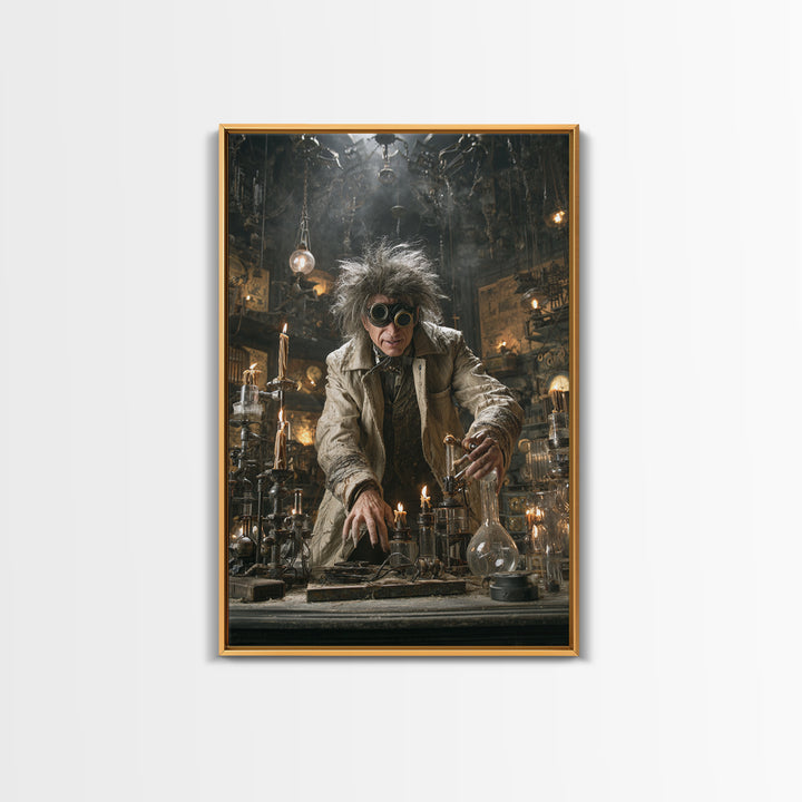 Doctor Vesper'S Resurrection Engine, Vertical Wall Art, Gothic Horror Wall Art, Framed Canvas Print, Halloween Wall Decor, Gothic Home Decor