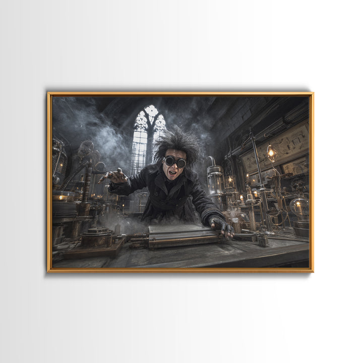Doctor Vesper'S Resurrection Engine, Landscape Wall Art, Haunted Gothic Art, Framed Canvas Print, Halloween Wall Decor, Gothic Home Decor