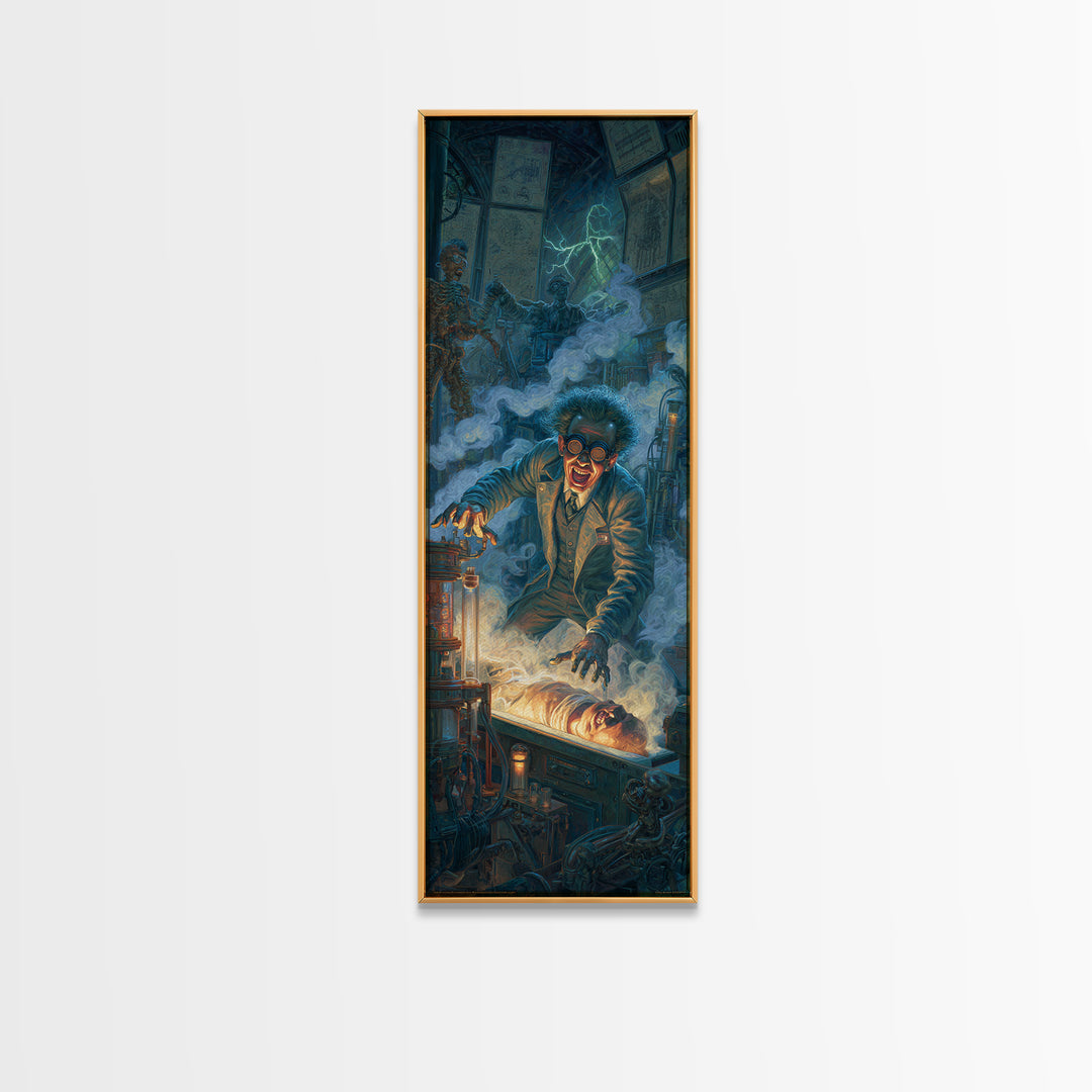 Doctor Vesper'S Resurrection Engine, Tall Narrow Wall Art, Spooky Home Decor, Canvas Print, Halloween Wall Decor, Gothic Home Decor