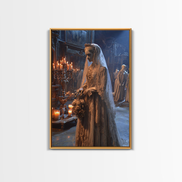 The Wax Bride Of Mourning Hall, Vertical Wall Art, Dark Fantasy Wall Art, Canvas Print, Halloween Wall Decor, Gothic Home Decor