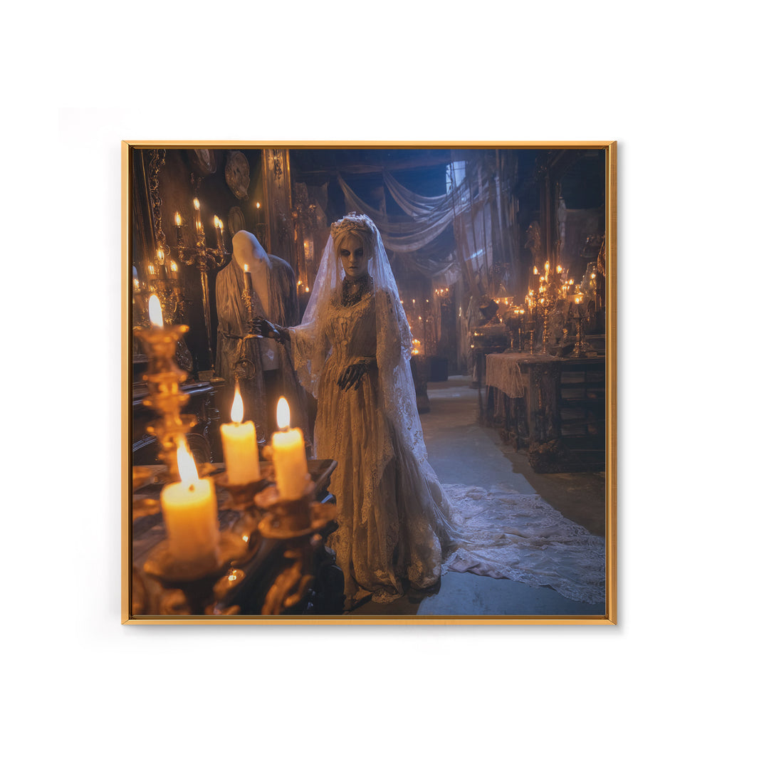 The Wax Bride Of Mourning Hall, Square Wall Art, Spooky Home Decor, Canvas Print, Halloween Wall Decor, Gothic Home Decor, Dark Fantasy Art