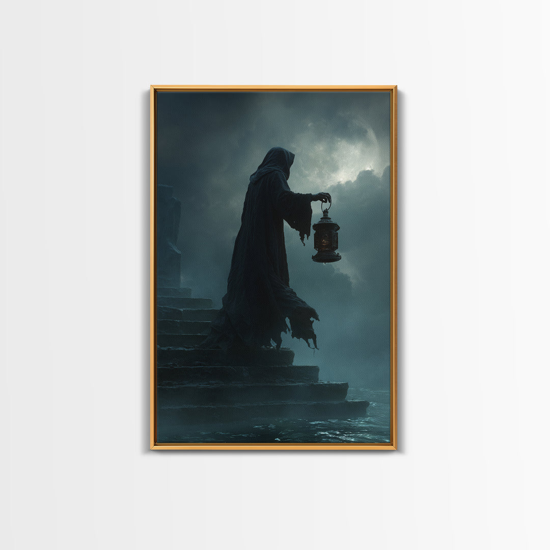The Lantern-Bearer Of R’Lyeh, Vertical Wall Art, Macabre Wall Art, Canvas Print, Halloween Wall Decor, Gothic Home Decor, Halloween Wall Art