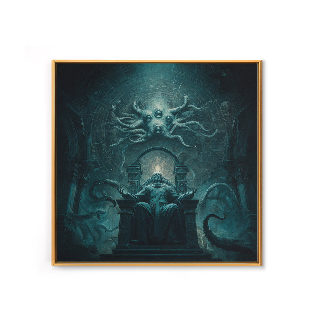 The Dreaming Priest Of The Outer Gate, Square Wall Art, Spooky Home Decor, Framed Canvas Print, Halloween Wall Decor, Gothic Home Decor
