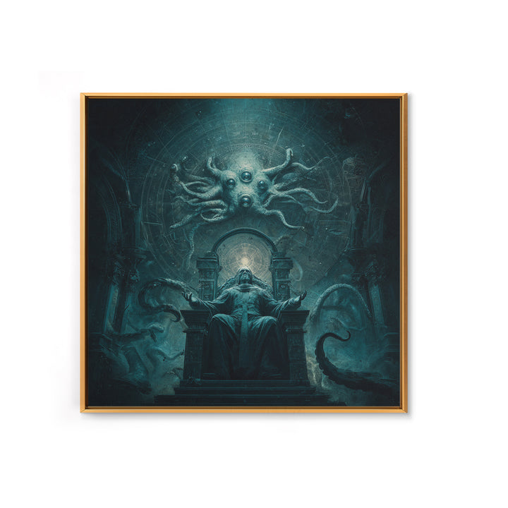 The Dreaming Priest Of The Outer Gate, Square Wall Art, Spooky Home Decor, Framed Canvas Print, Halloween Wall Decor, Gothic Home Decor