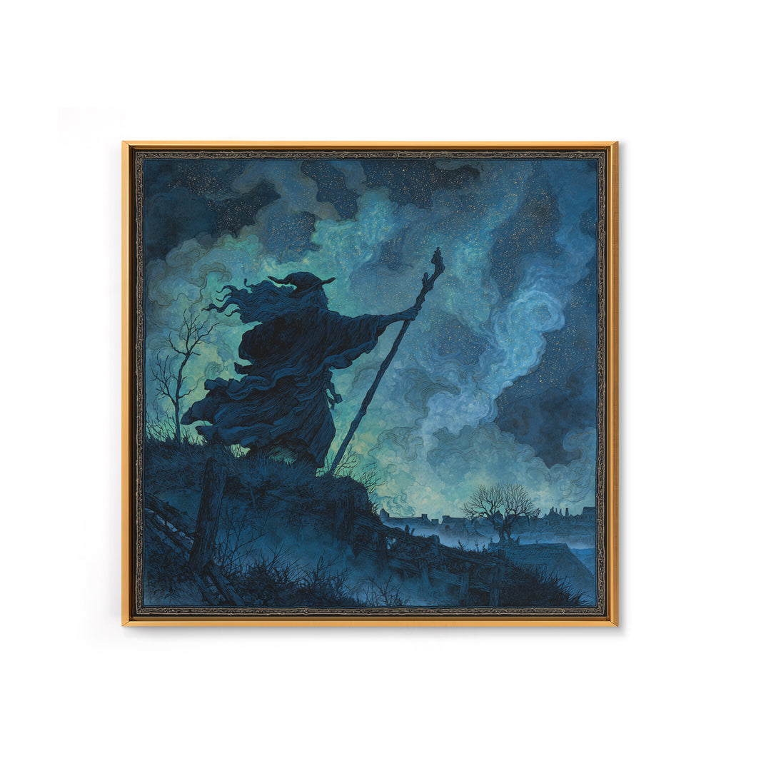 The Star-Seer Of Black Dunwich, Square Wall Art, Macabre Wall Art, Canvas Print, Halloween Wall Decor, Gothic Home Decor, Halloween Wall Art