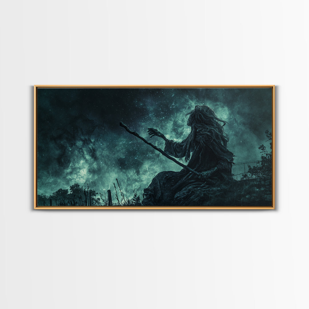 The Star-Seer Of Black Dunwich, Wide Panoramic Art, Eldritch Gothic Decor, Canvas Print, Halloween Wall Decor, Gothic Home Decor