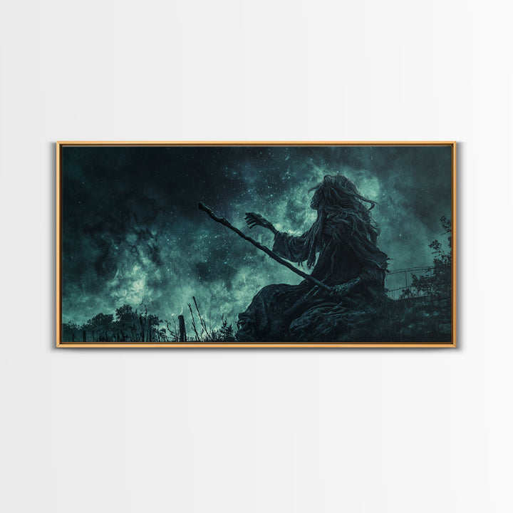 The Star-Seer Of Black Dunwich, Wide Panoramic Art, Eldritch Gothic Decor, Canvas Print, Halloween Wall Decor, Gothic Home Decor
