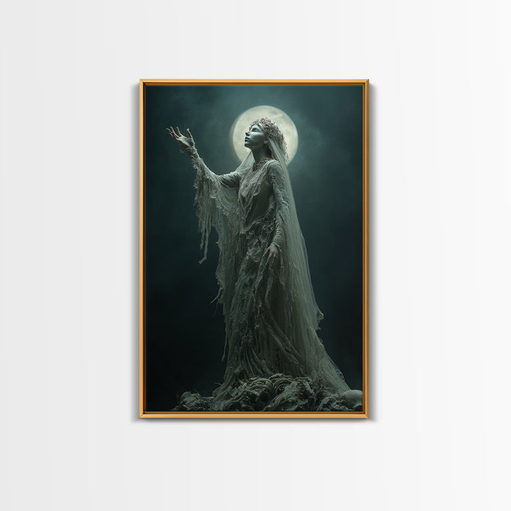 The Bride Of The Abyssal Moon, Vertical Wall Art, Dark Fantasy Wall Art, Canvas Print, Halloween Wall Decor, Gothic Home Decor