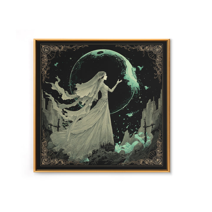 The Bride Of The Abyssal Moon, Square Wall Art, Dark Fantasy Wall Art, Canvas Print, Halloween Wall Decor, Gothic Home Decor