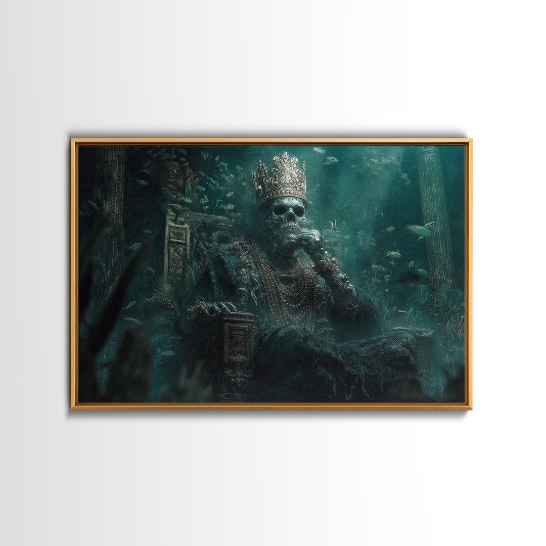 The Watcher In The Coral Throne, Landscape Wall Art, Eldritch Gothic Decor, Canvas Print, Halloween Wall Decor, Gothic Home Decor