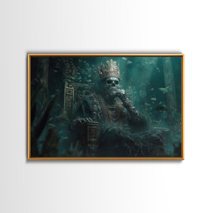The Watcher In The Coral Throne, Landscape Wall Art, Eldritch Gothic Decor, Canvas Print, Halloween Wall Decor, Gothic Home Decor